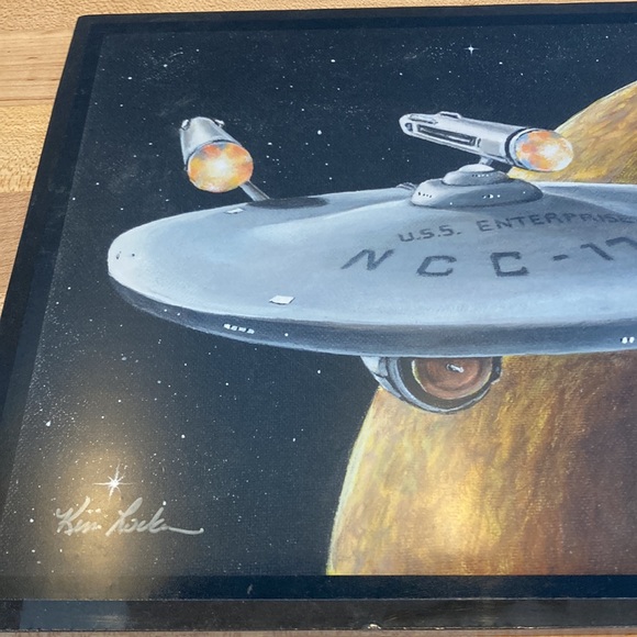 SIGNED FINE ART PRINT/POSTER OF NCC-1701 STAR TREK SHIP. - Picture 2 of 6